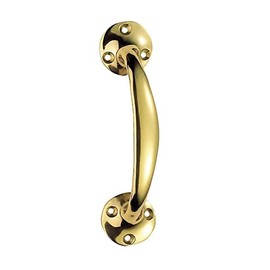 TERF Heavy Duty Vintage Style Victorian Bow Pull Door Handle Brass 175mm (7 inch) including Fixing Screw for Kitchen Cupboard Cabinet Drawer Door Pull Handle - Pack of 2, Polished Brass