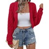 LOMON Womens Cardigan Sweaters Shrug Knit Open Front Crop Sweater(Red,Medium)