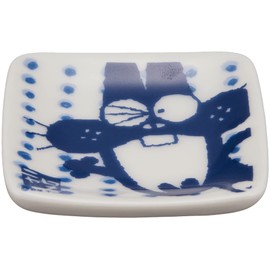 Fujio Akatsuka 904506 Bakabon Nyarome Petite Square Plate, 2.2 inches (5.5 cm), Blue