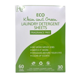 HLP Laundry Detergent Sheets - 30 Detergent Sheets - 60 Loads - Fragrance Free - No Plastic Jug -Concentrated NO Liquid Laundry Soap - Eco Friendly Sheets (1 Pack)