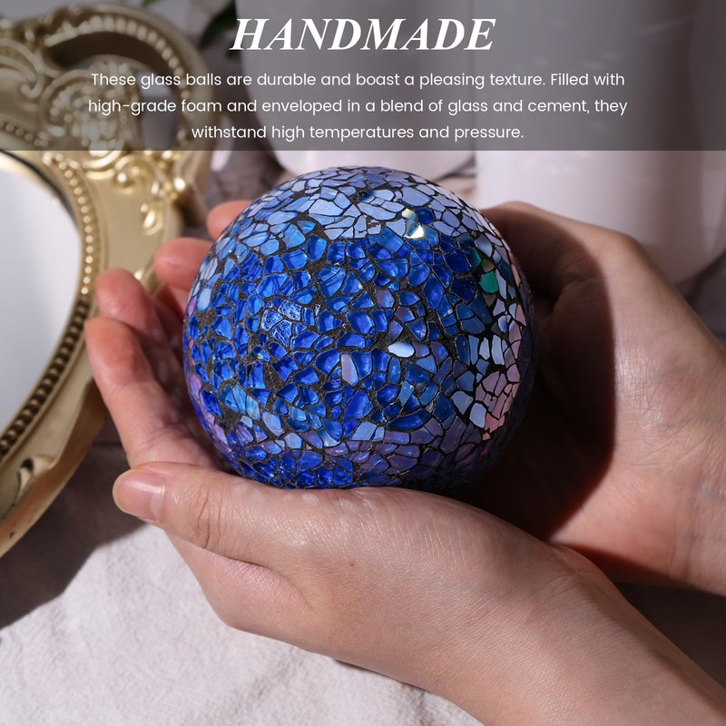 DomeStar 3PCS Decorative Balls for Bowls, 3 Inch Dark Blue