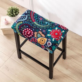 Bifaunvogel Bar Stool Cover Rectangle Set of 4 Printed Stretch Counter Height Bar stools Slipcovers Saddle Stool Slipcover Bench Seat Protector Backless Bar Stools Covers for Kitchen Counter #13