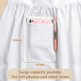 Geyoga Women's Waist Apron Cooking Apron Kitchen Waitress Apron Maid Apron Costume Apron (White,Half Style)