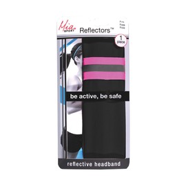 Mia Sport Reflector Headband Hair Wrap Hair Accessory, Stretchy, Soft Black w/Reflective Hot Pink Stripe, For Yoga, Running, Work Outs, Sports, Fitness, Women and Girls 1pc