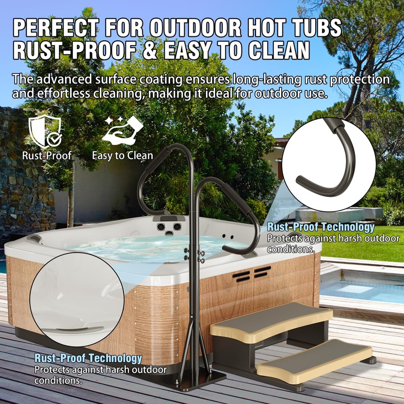 blissbuys Hot Tub Handrails 48-57 Inch Adjustable Two Way Hot