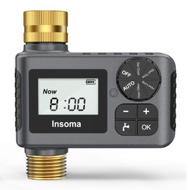 Sprinkler Timer with Brass Inlet and Outlet, Programmable Water Timer for Outdoor Garden Hose, Hose Timers with Rain Delay/Manual/Auto Mode, Drip Irrigation and Lawn Watering System, 1 Outlet