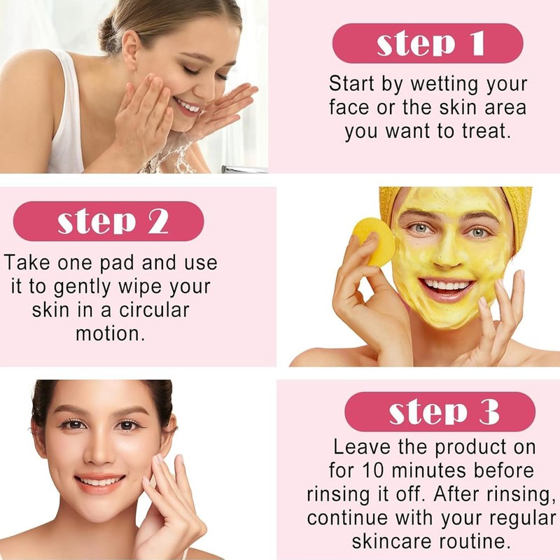 40pcs Exfoliating Kojic Acid And Turmeric Face Scrub Pads for