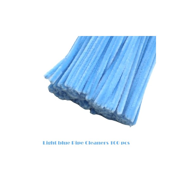 Swpohrat 100 Pieces Light Blue Pipe Cleaner Craft Set,Thick Fuzzy