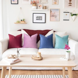 MONDAY MOOSE Decorative Throw Pillow Covers Cushion Cases, Set of 4 Soft Velvet Modern Designs, Mix and Match for Home Decor, Pillow Inserts Not Included (18x18 inch, Purple/Blue)