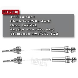 RC Stainless Steel Drive Shaft CVD Upgrades Part for 1/10 Slash VXL 4X4,Rustler VXL 4X4,Stampede VXL 4X4,Hoss VXL 4X4 4WD,4PCS Front Rear #45 Axles with Hex,Silver