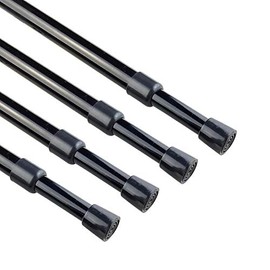 KXLIFE 4 Pack 5/8" Heavy Duty Sping Tension Rod, RV Tension Bars, Cupboard Rod Black 10 to 16 Inch