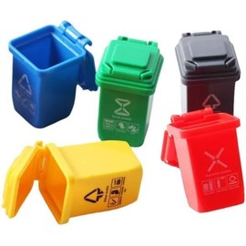 5 Pcs Colourful 1: 12 Scale Life Scene Mini Trash Can Decor Waste Container Miniature Sorting Garbage Bin Furniture Model, Microscopic Scene Decor Dollhouse Accessories