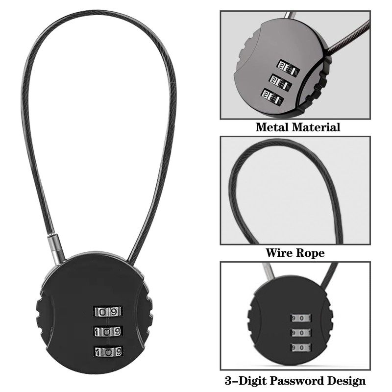 Lizbin 2 Pack Combination Lock 3 Digit Outdoor Waterproof Padlock,