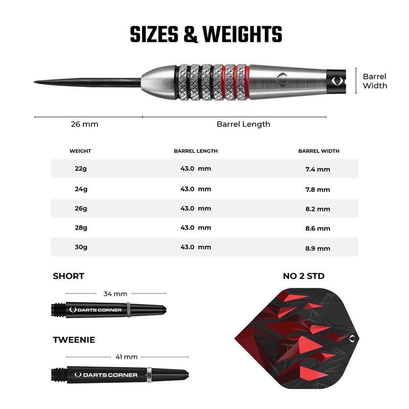 Darts Corner Astrofire Darts | Knurled Steel Tip Dart Set