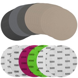 Eokeey Sandpaper 125 mm Velcro, Round Sanding Discs 1000/1500/2000/3000/4000/5000 Grits, Wet Dry Random Orbital Sanders Sandpaper for Metal Wood (Pack of 24)
