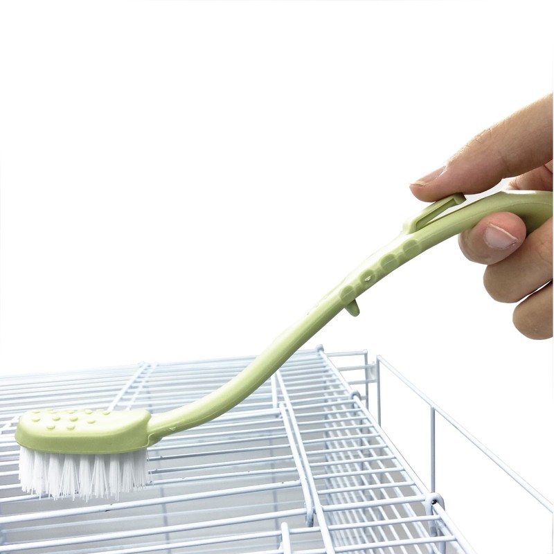 Bird Cage Cleaning Brush,Two Brush Heads,Long-Handled Tool for Cleaning Parrot