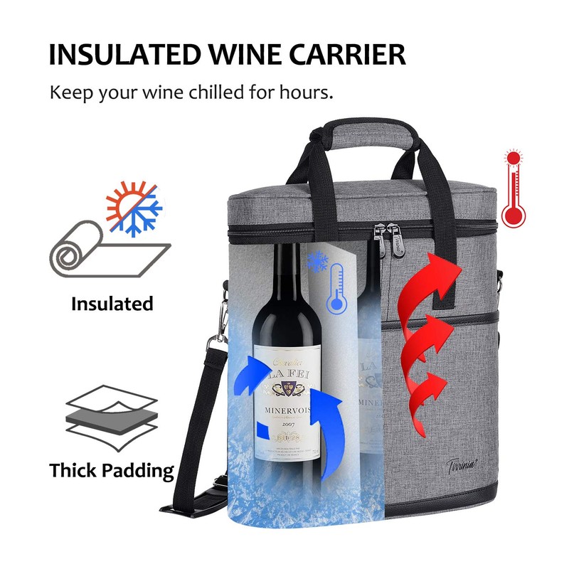 Tirrinia Insulated Wine Gift carrier - 3 Bottle Travel Wine