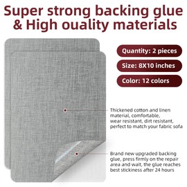 TXSN Self-Adhesive Fabric Repair Patches, Large Size 8X11 inch Linen Furniture Mending Patches, Pack of 2 Grey