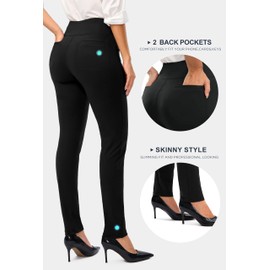 Rammus Womens High Waist Dress Pants with Pockets Business Casual Work Pants for Women Stretchy Skinny Slacks for Office black/27 L