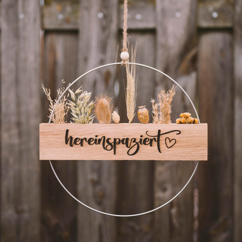 Dried Flower Wreath, Door Wreath, Dried Flowers, Welcome Sign (Dried