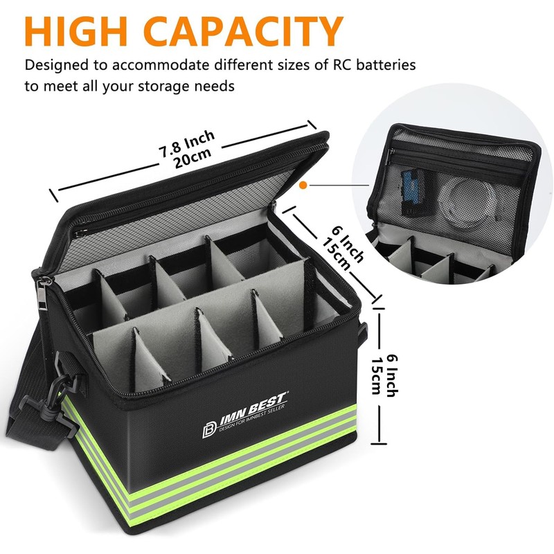 ImnBest Lipo Safe Bag Fireproof, Explosion-proof Bag, Large Capacity, Fireproof