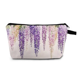 MoCaliduccious Purple Wisteria Print Cosmetic Bag Holiday & Birthday Gift for Travel Makeup Storage & Organization Small Zipper Makeup Pouch