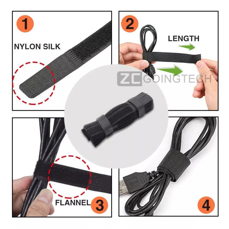 Zcgoingtech Cincho Suja Cables, Brida Con Velcro Reutlizable 100 Pzs