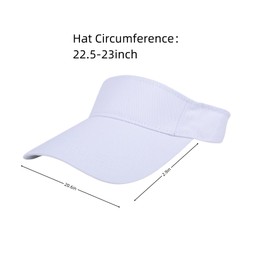 Sports Sun Visor Hats Athletic Cotton Adjustable Cap for Women and Men (US, Alpha, One Size, Large, White)
