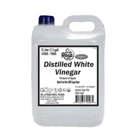 De La Rosa Organic Distilled White Vinegar, Raw & Unfiltered, Kosher for Passover, Vegan & Gluten Free, Great for Salad Dressing, Marinades, White Distilled Vinegar 5 Liter (Pack of 1)