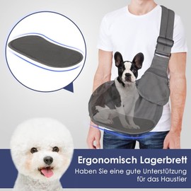 SlowTon Dog Sling Hands-Free Dog Carrier with 2 Pockets and Hard Floor Support, Adjustable Padded Shoulder Pet Bag with Safety Belt for Cats and Small Dogs