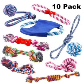 The Famous Dolphin MFR 10pcs Healthy Dog Pet Chew Toys Teeth Clean Play Bite Knot Rope Aggressive Chew