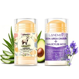 DENESTUP 2Pcs Urea Cream 60% for Feet & Dry Cracked Skin, Cracked Heel Repair Stick Maximum Strength Moisturizing Foot & Hand Balm (Lavender)