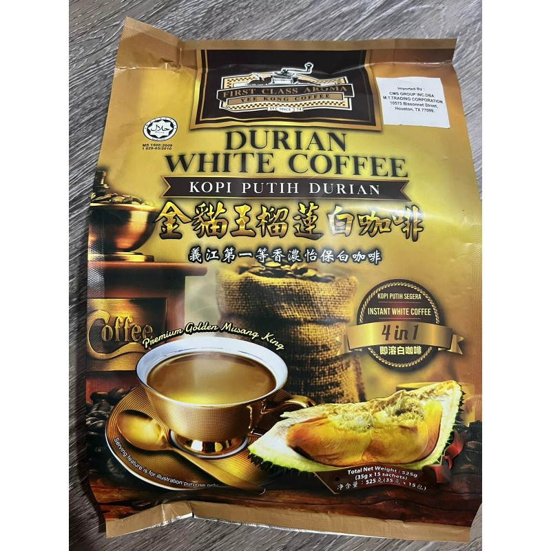 Yee Kong Durian White Coffee Drink Durian instant Coffee 4-in-1
