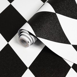 Amiya Black and White Diamond Peel and Stick Wallpaper Rhombus Geometric Vinyl Contact Paper for Laundry Room Kitchen Bathroom Modern Wall Paper 17.3"×80"