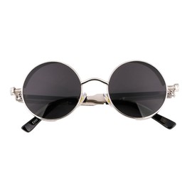 FEISEDY Vintage Round Lens Metal Frame Gothic Steampunk Sunglasses for Women Men UV401