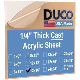 Duco Clear Cast Acrylic Sheets 1/4 Inch Thick 12" X 16" - Pack of 2 (6mm) Clear Acrylic Sheets - Transparent Plexiglass Panels for DIY Crafts, Window Replacements, Signs, Displays, and More