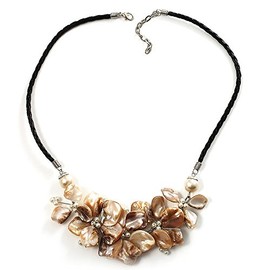 Avalaya Antique White Shell-Composite Leather Cord Necklace