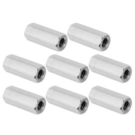 PATIKIL 1/4"-20 UNC 304 Stainless Steel Hex Coupling Nuts, 8Pcs 1" Length Fully Threaded Rod Coupling Nut Studding Connector Fasteners, Silver Tone
