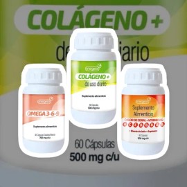 Kit 3 Multivitamínico con Vitaminas A, B, C + Colágeno y Calcio | Energía, Huesos y Defensa Inmunológica