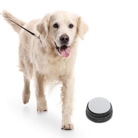 Recordable Sound Button Communication Interactive Toy Recorder Playback Talking Puppy Kitten Recording Voice Button for Kids Learning, White