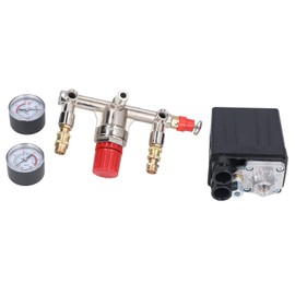 Air Compressor Pressure Regulator, Air Compressor Switch with 2 Valve Gauges, 90 120PSI Adjustable, Switch Control, Compressor Control Valve for Air Compressor and Air Tools