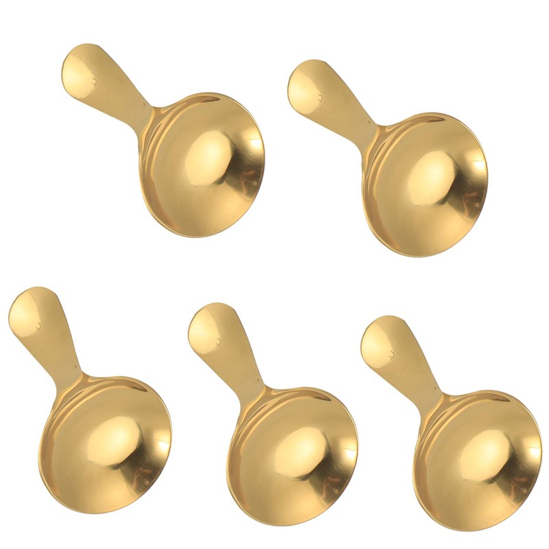 5Pcs Short Spoon Stainless Steel Ice Cream Scoop Tea Dessert