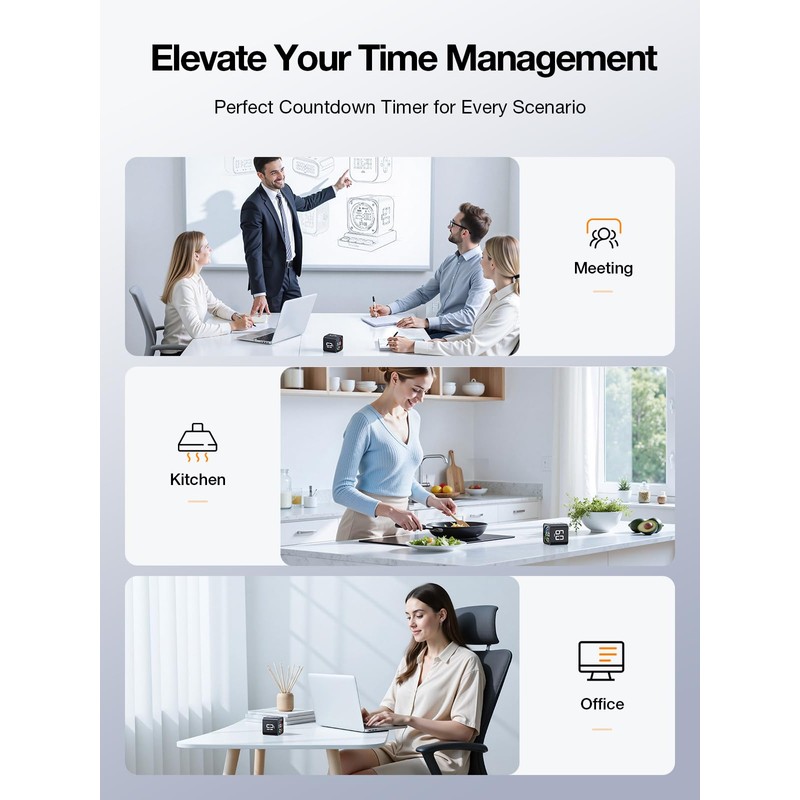 Ticktime TK3 Pomodoro Timer Cube, Desk Productivity Timer with 5/10/30/60