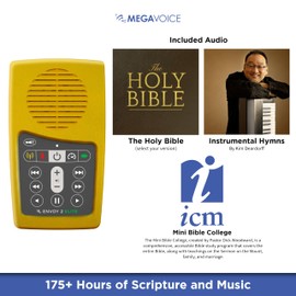 Spanish Reina Valera 1960 (RVR60) MegaVoice Gold Edition Handheld Solar Powered Audio Bible Player with Commentary, Hymns, and FM Radio (RVR60-Gold)