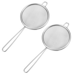 MEDILOE 2 Pcs 304 Stainless Steel Tea Strainer, Tea Fine Mesh Strainer with Handle, Tea Strainer Fine Mesh Fine Mesh Sieve Coffee Strainer Egg Strainer Small Sieve for Juice Egg Tea Coffee Filter