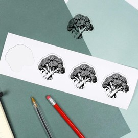 4 x Small 50mm 'Detailed Broccoli' Transparent/Clear Sticker Decals for Windows/Cars/Walls (DC00139760)