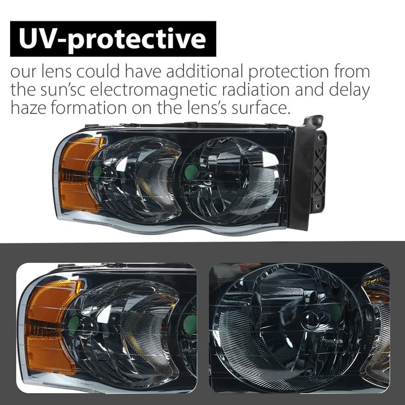 G-PLUS Headlights Assembly, Compatible with 2002 2003 2004 2005 Dodge