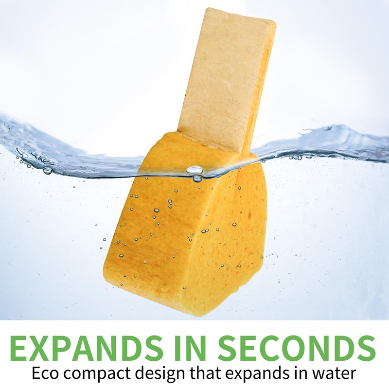 10 Count Compostable Thicker Pop-Up Sponges - Expanding, Non-Scratch, Plant-Based
