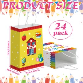 Zhanmai 24 Pcs Welcome Back to School Gift Bags with Handle Colorful First Day of School Goodie Candy Treat Paper Wrapping Bag for Classroom Back to School Party Favors Decoration
