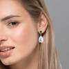 Pearl Drop Earrings with Emerald Green Crystal, 18K Gold Plated,